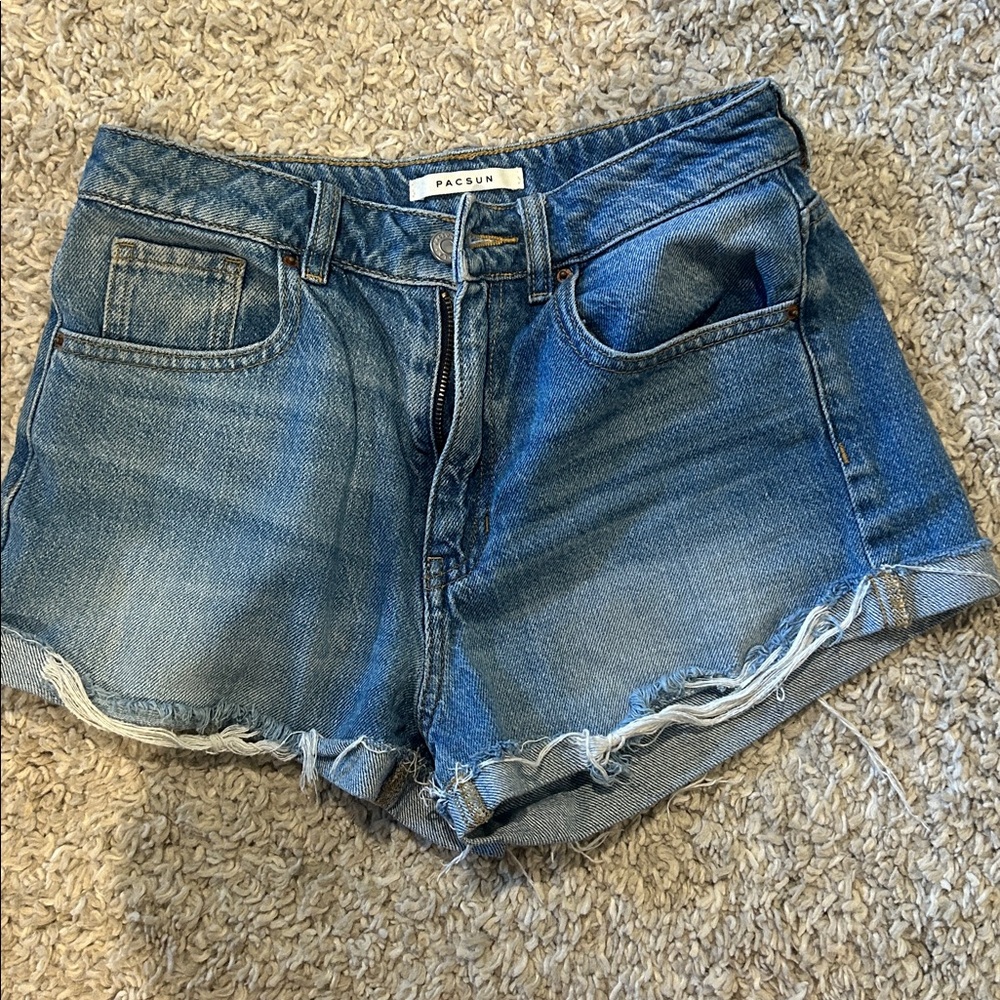 PacSun Distressed Blue Jean Mom Shorts
